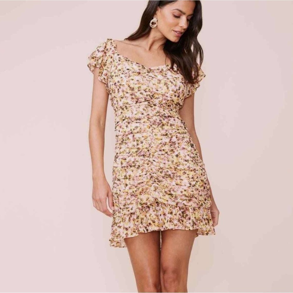 ASTR The Label Ruffle Rushed Mini Dress